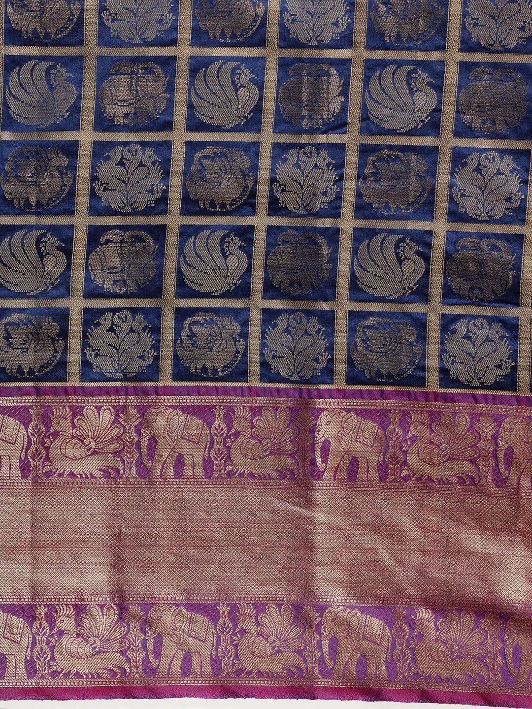 Banarasi Pattu Zari Motifs Festive Wear Saree