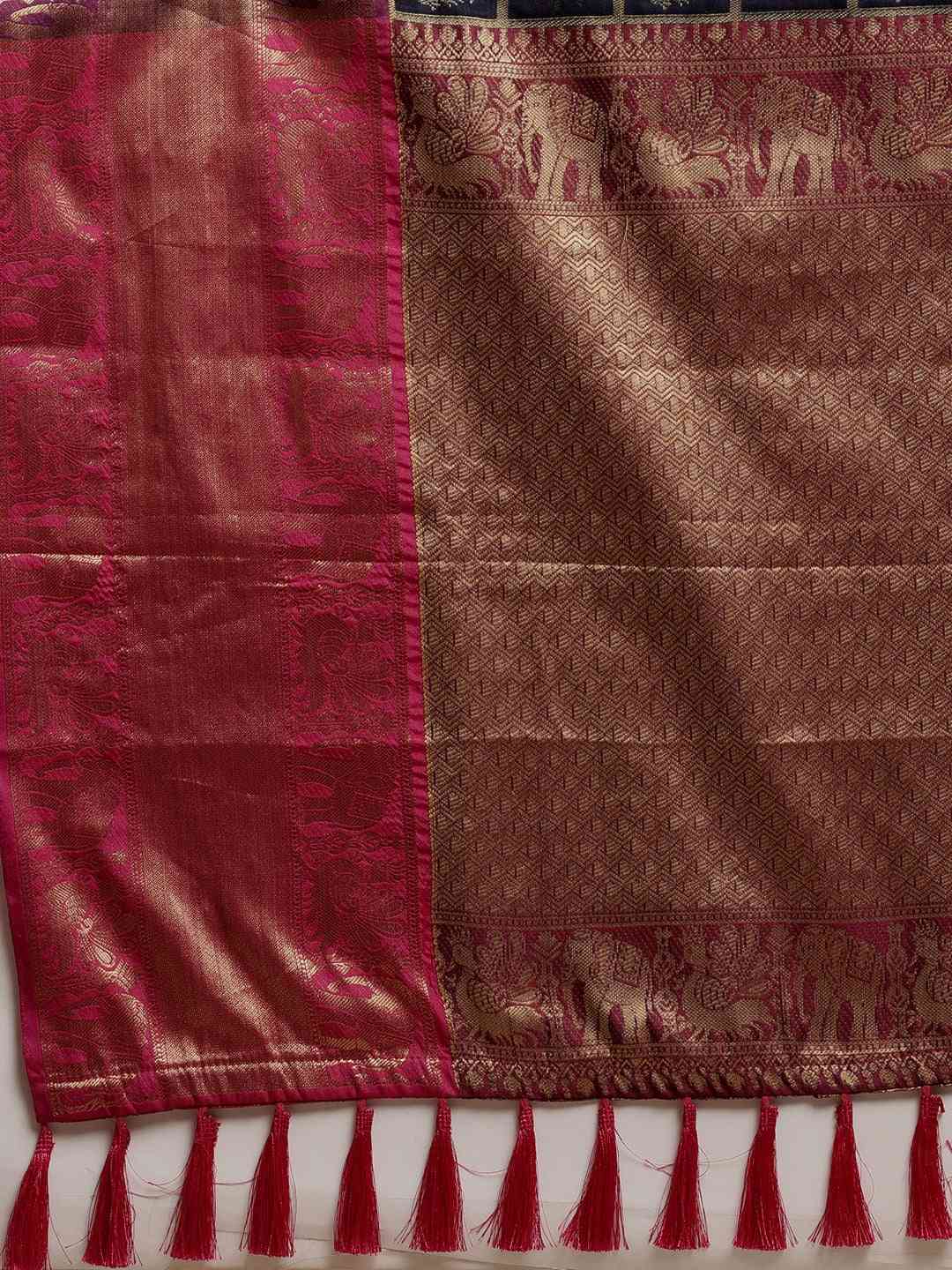  Banarasi Black Colour Woven Design Silk Cotton Saree 