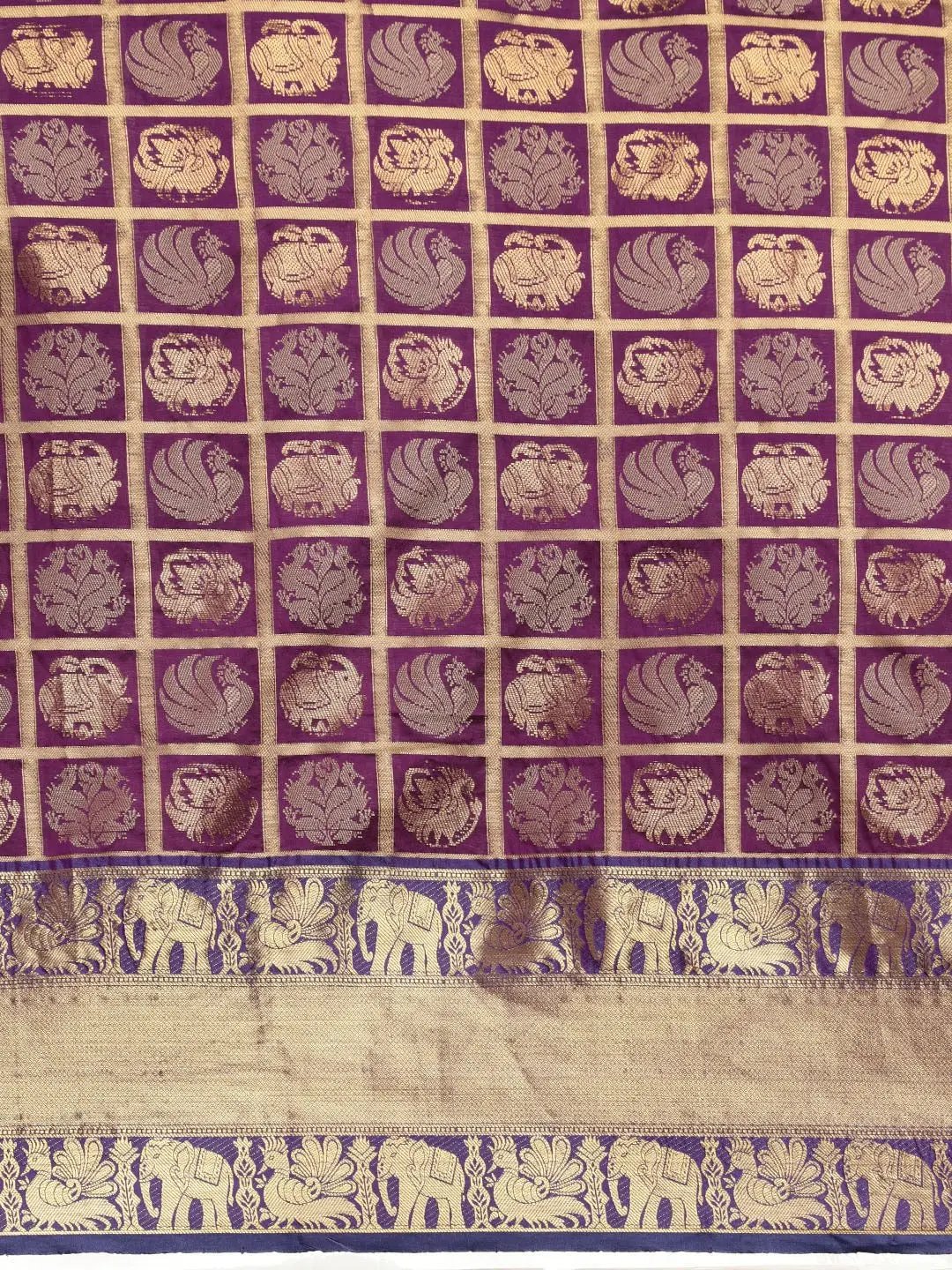 Banarasi Pattu Zari Motifs Festive Wear Saree