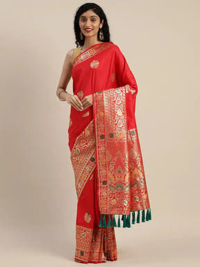 Kanjivaram Red Colour Woven Zari Saree 