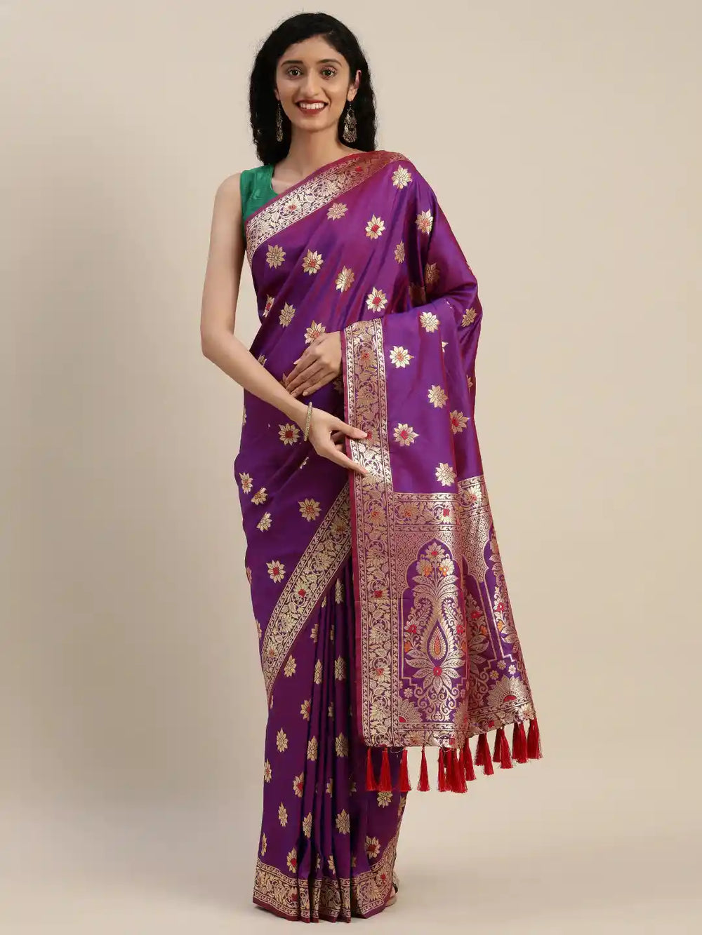 Stylish Pure Silk Kanjivaram Purple Colour Saree