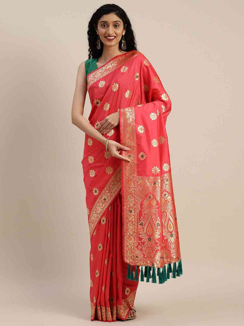  Pure Kanjivaram Gajari Colour Silk Saree