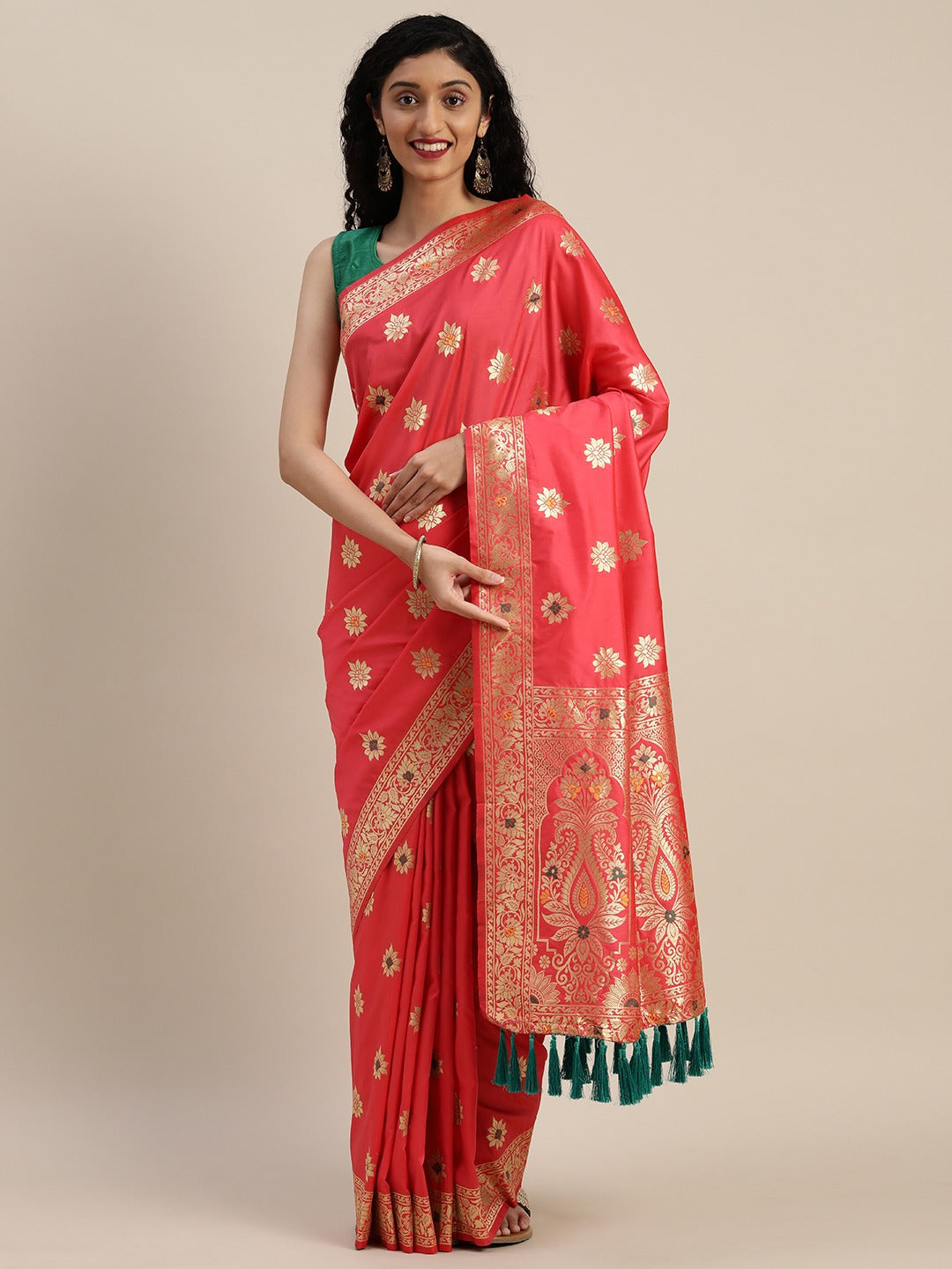  Pure Kanjivaram Gajari Colour Silk Saree
