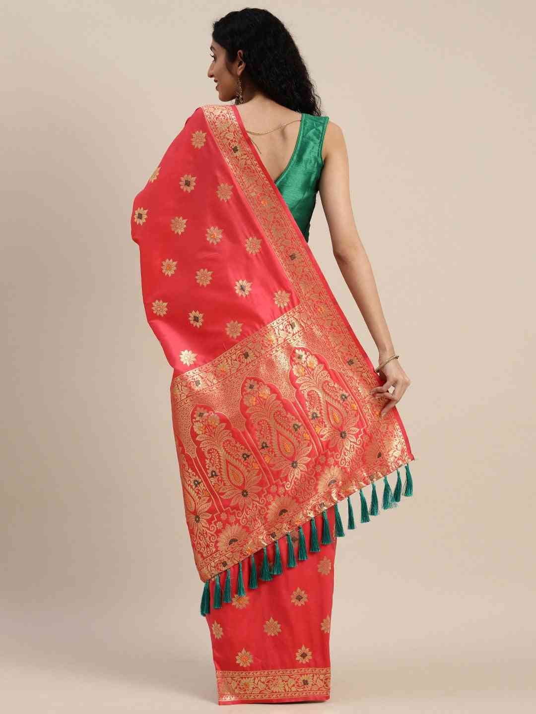  Pure Kanjivaram Gajari Colour Silk Saree