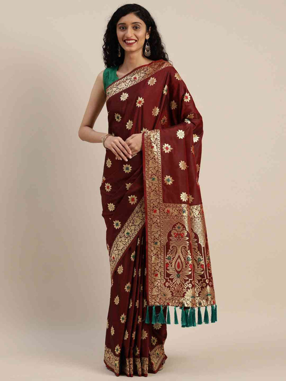  Pure Kanjivaram Brown Colour Silk Saree