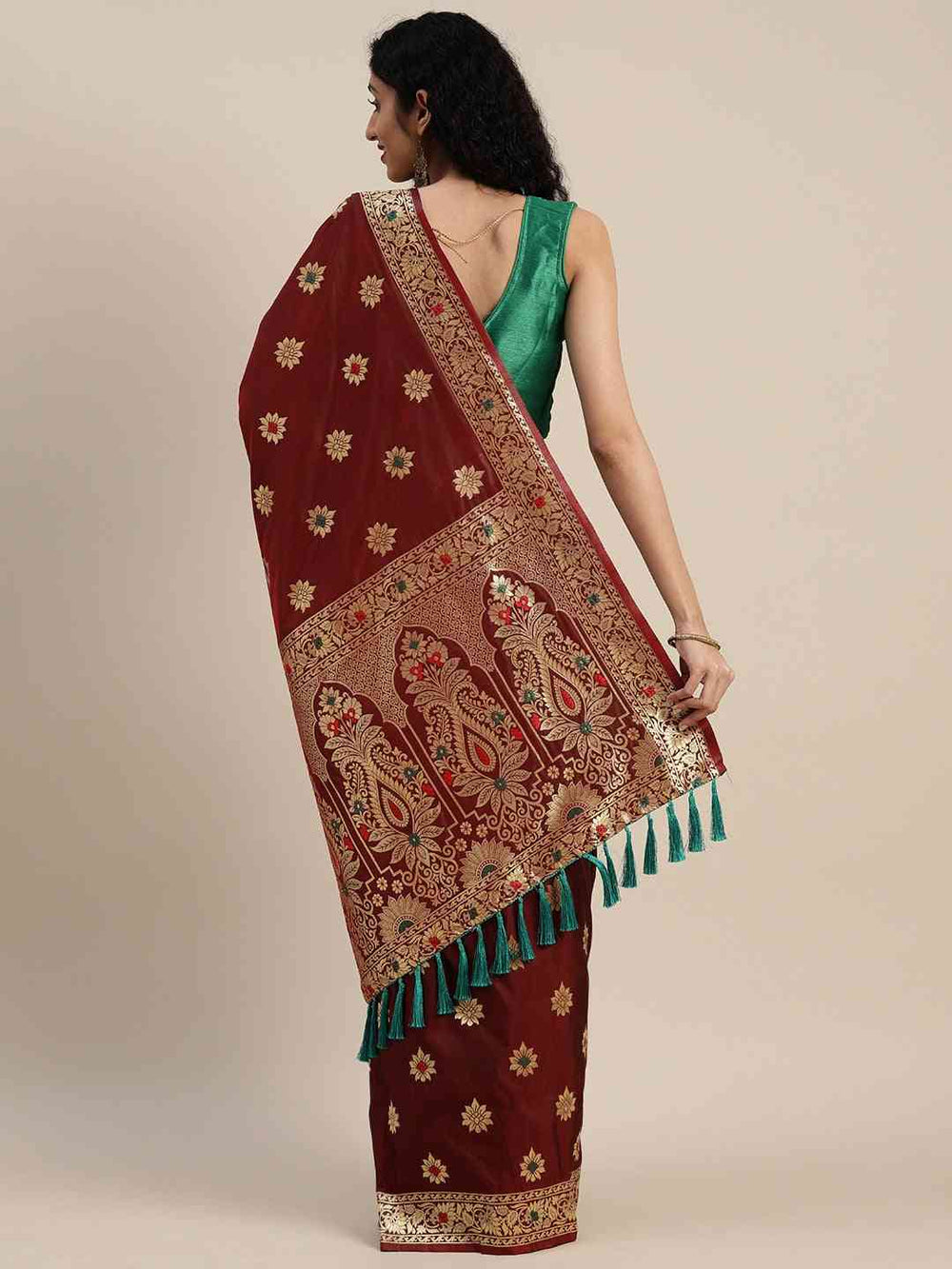  Pure Kanjivaram Brown Colour Silk Saree