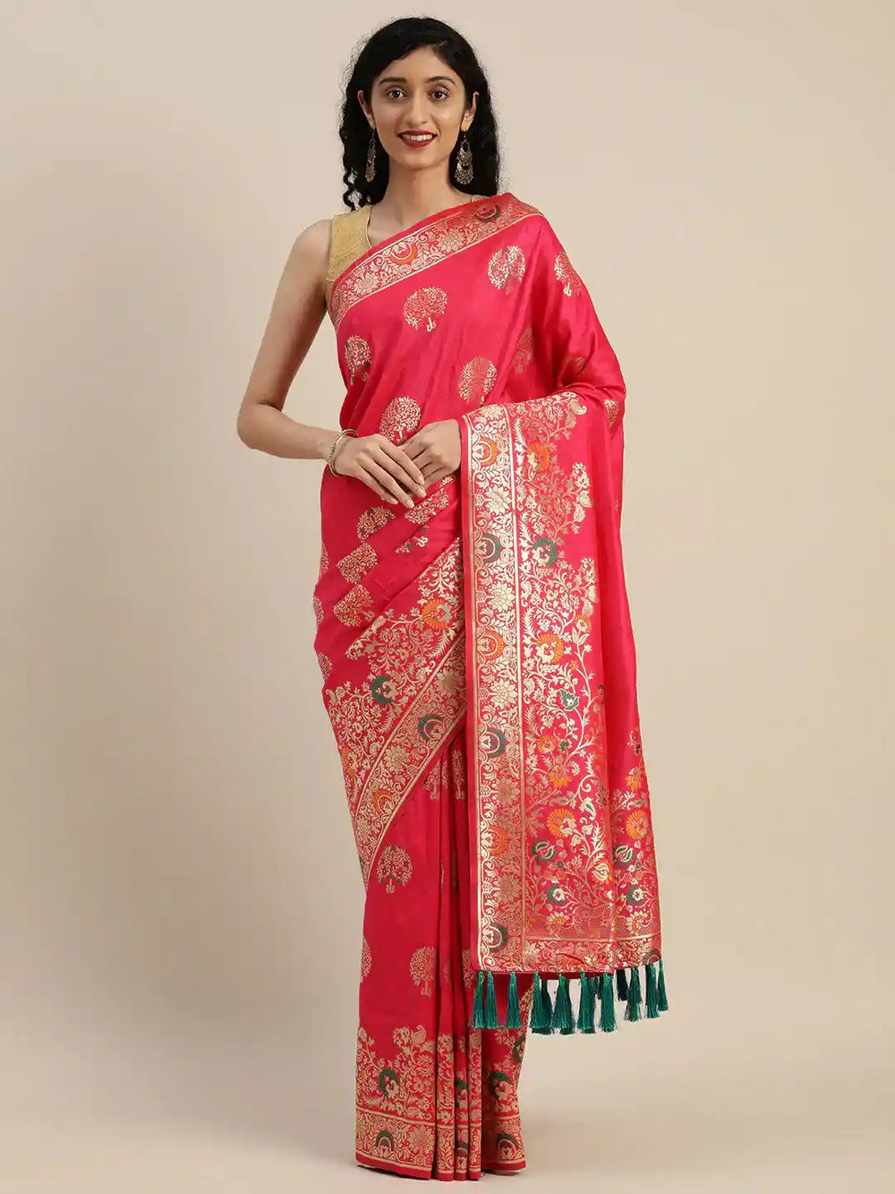 Kanjivaram Silk Woven Designs And Zari Work Saree