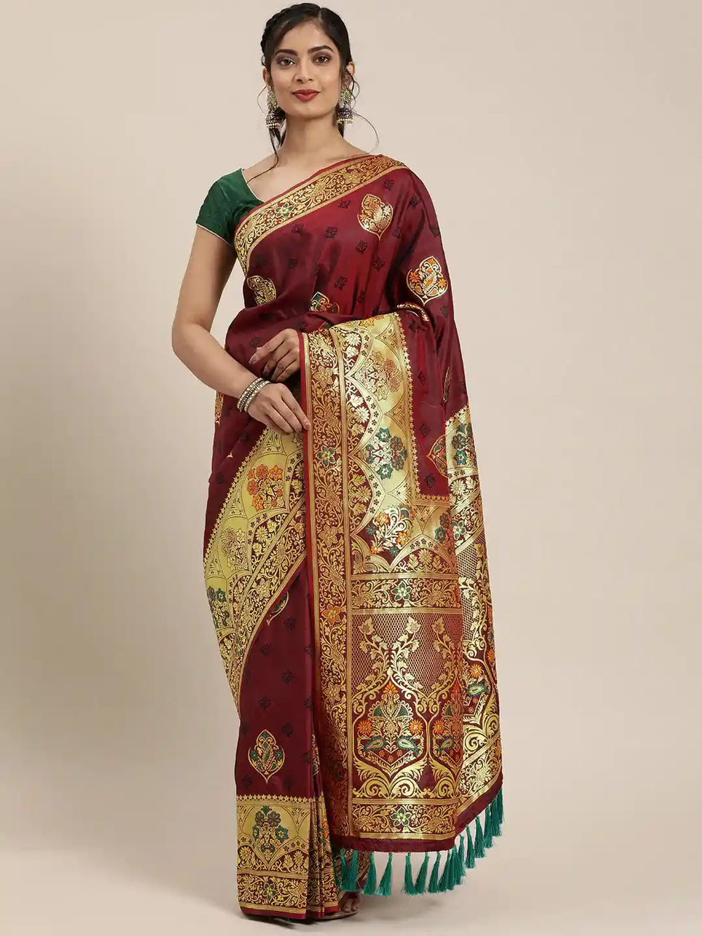 Stylish Maroon Kanjivaram Silk Saree