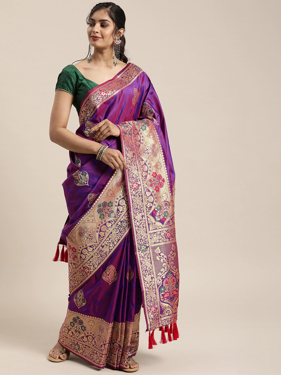  Stylish Purple Kanjivaram Silk Saree