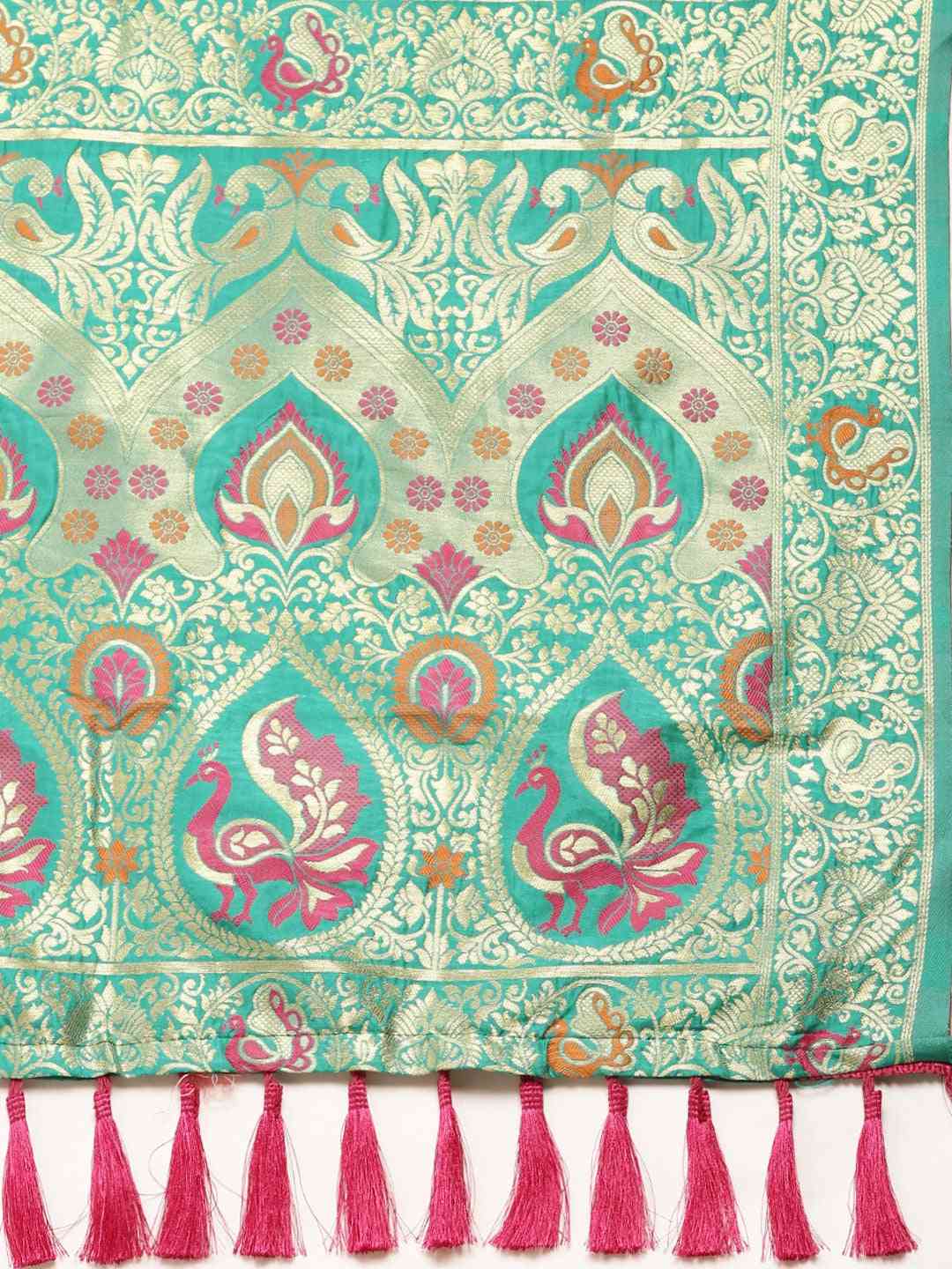  Turquoise Colour Kanjivaram Silk Saree