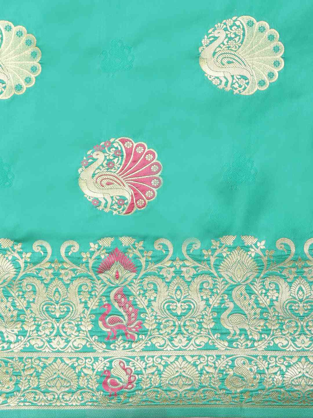  Turquoise Colour Kanjivaram Silk Saree