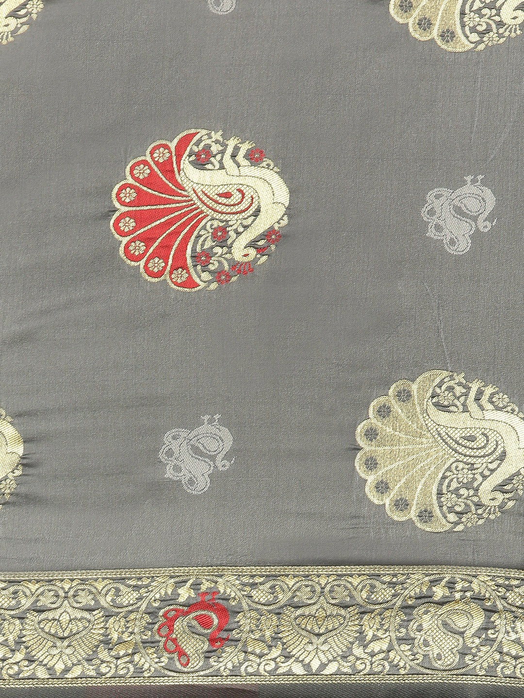  Kanjivaram Silk Grey Woven Saree