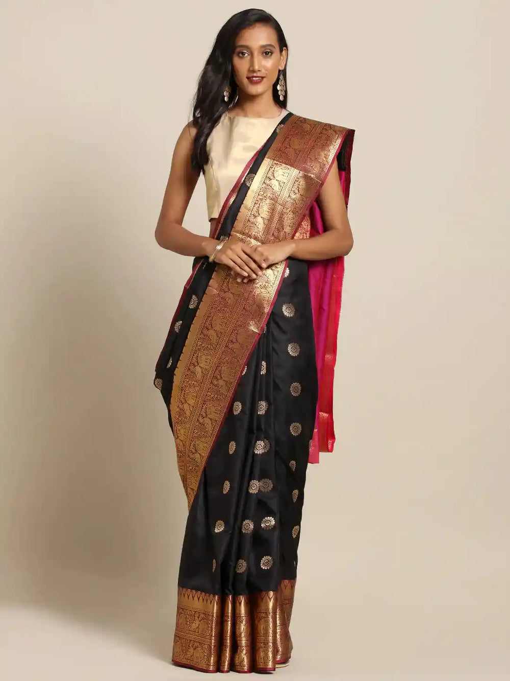 Kanjivaram Black Colour Silk Saree