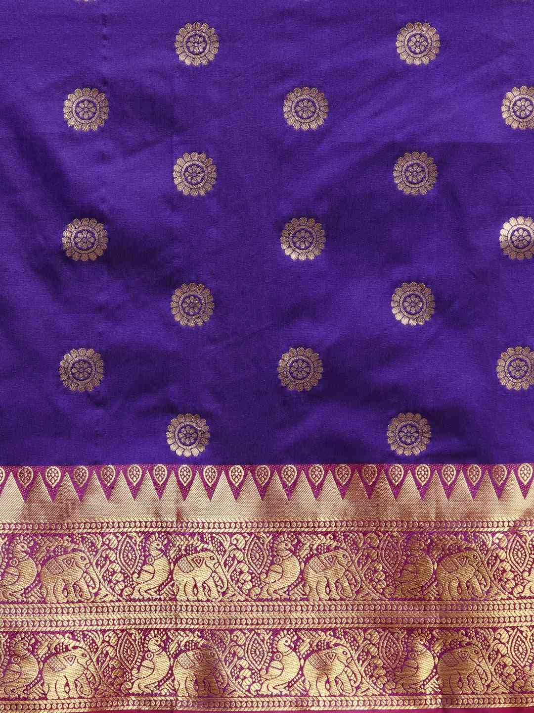  Kanjivaram Purple Silk Saree With Zari Border