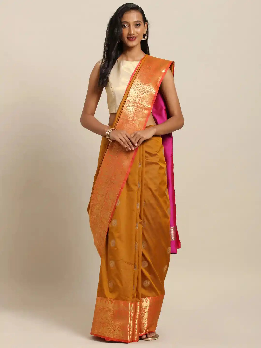 Exclusive Kanjivaram Honey Yellow Colour Silk Saree