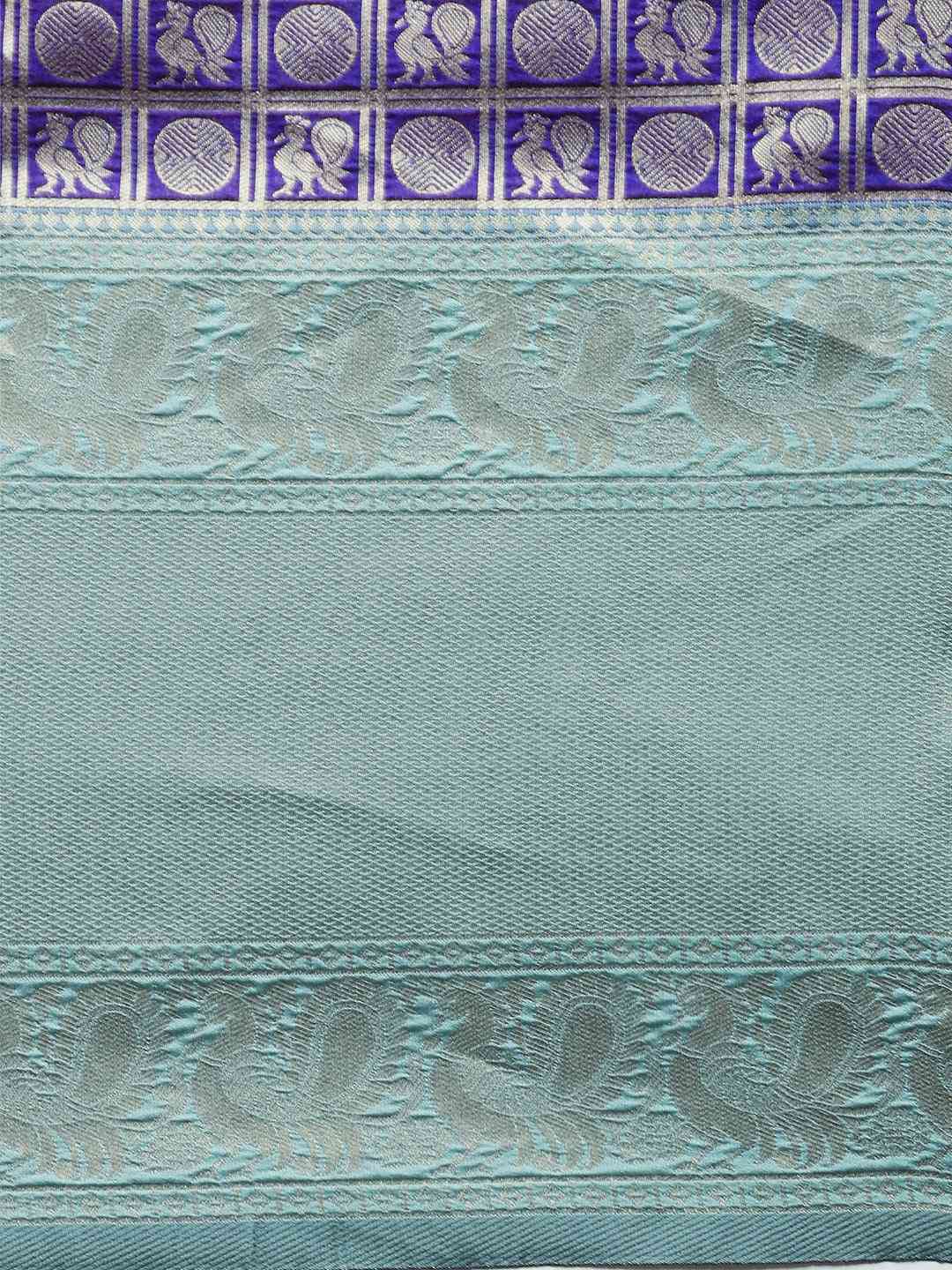 Banarasi Aqua Colour Woven Design Silk Saree