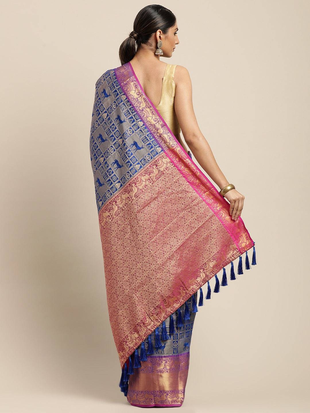 Banarasi Kanchi Ethnic Zari Motif Saree Vastranand 