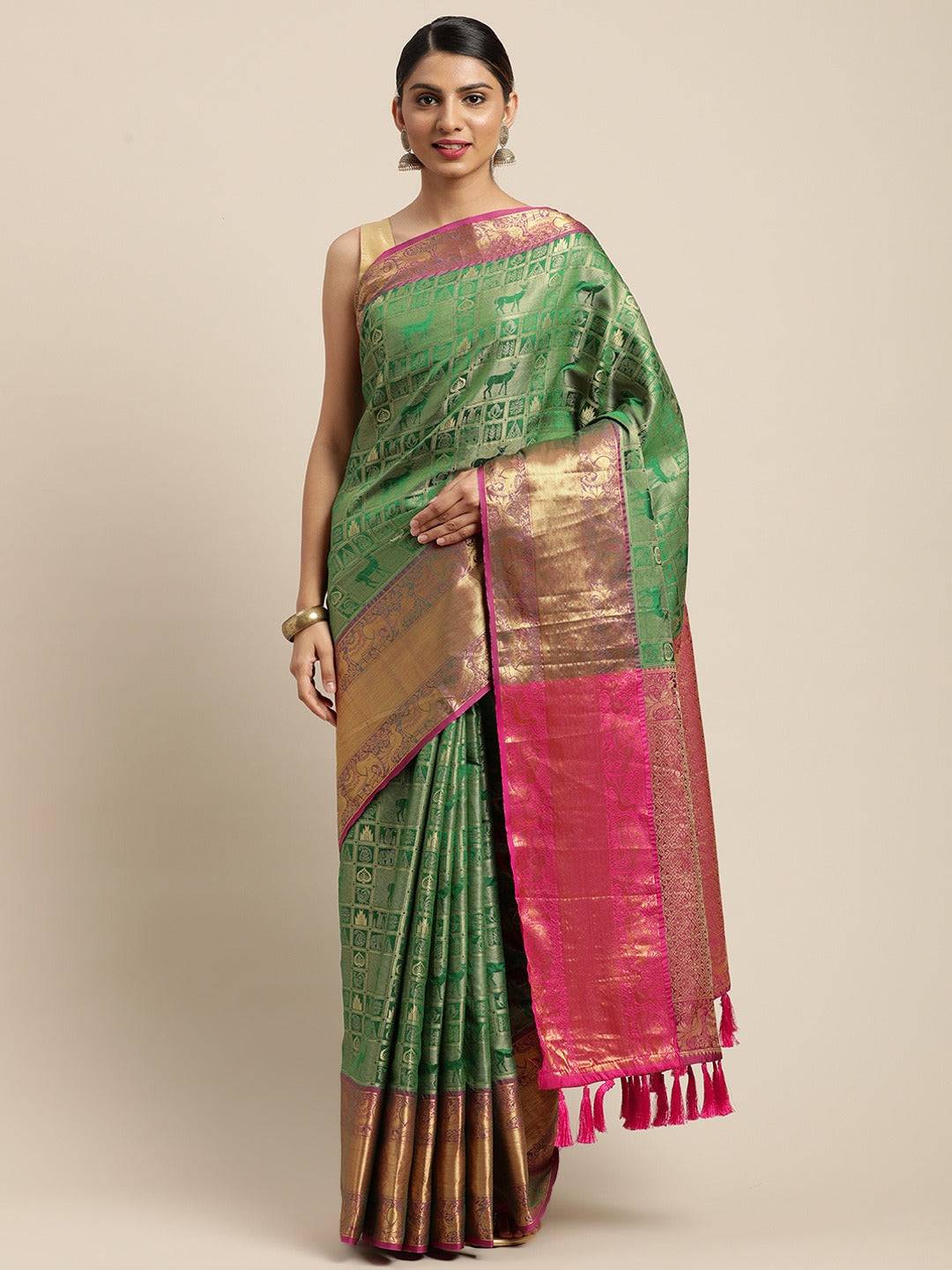 Banarasi Kanchi Ethnic Zari Motif Saree