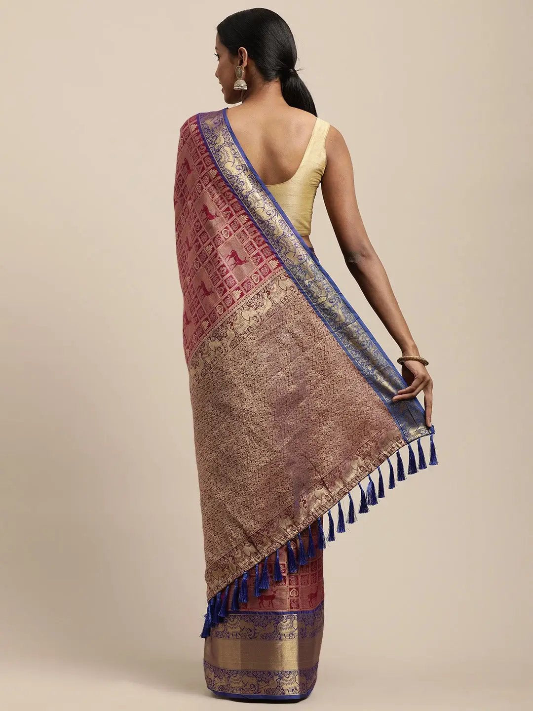 Banarasi Kanchi Ethnic Zari Motif Festive Wear Saree