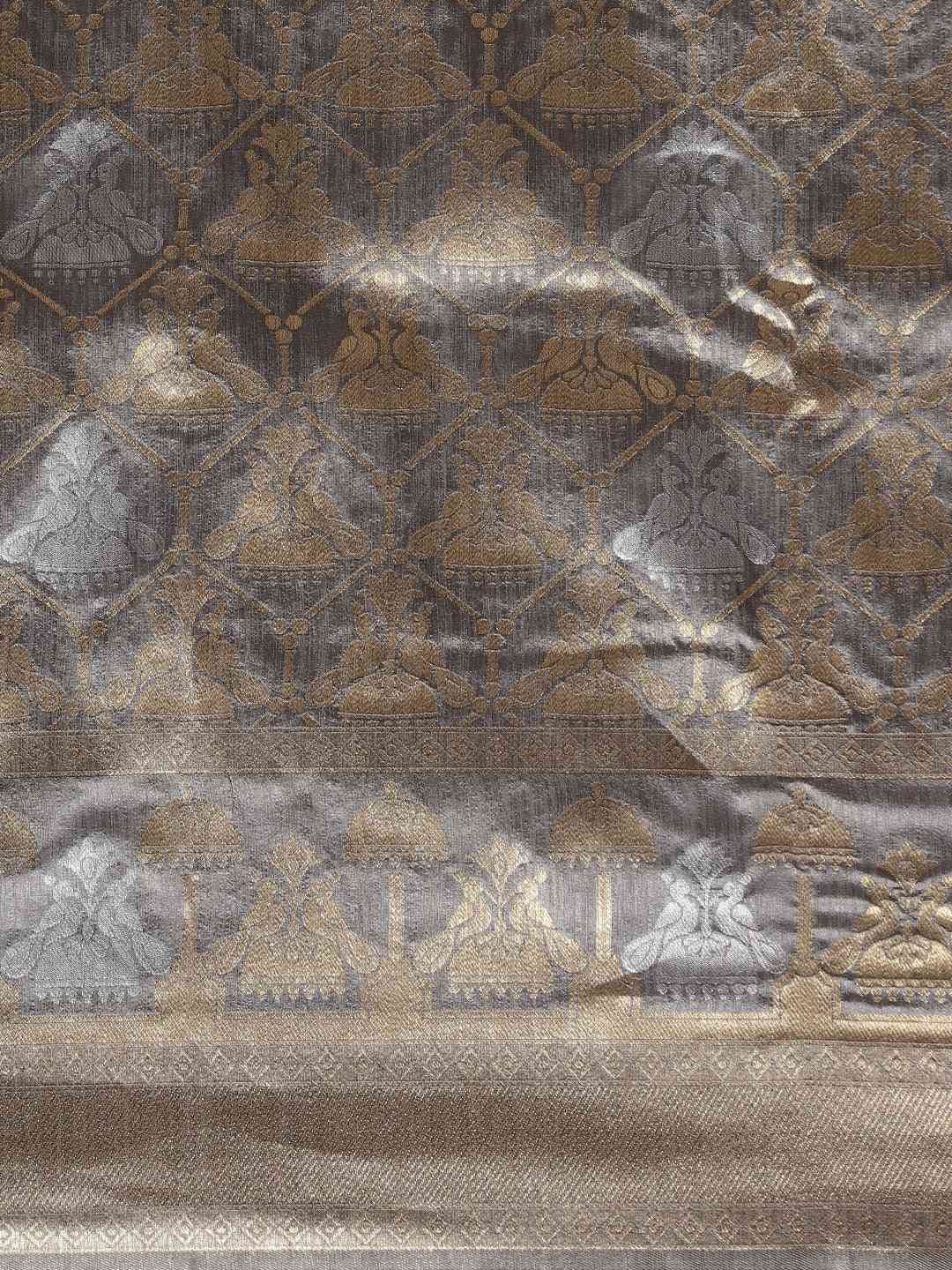  Beautiful Banarasi Grey Colour Woven Design Saree