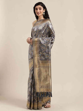 Exclusive Banarasi Grey Colour Woven Design Saree