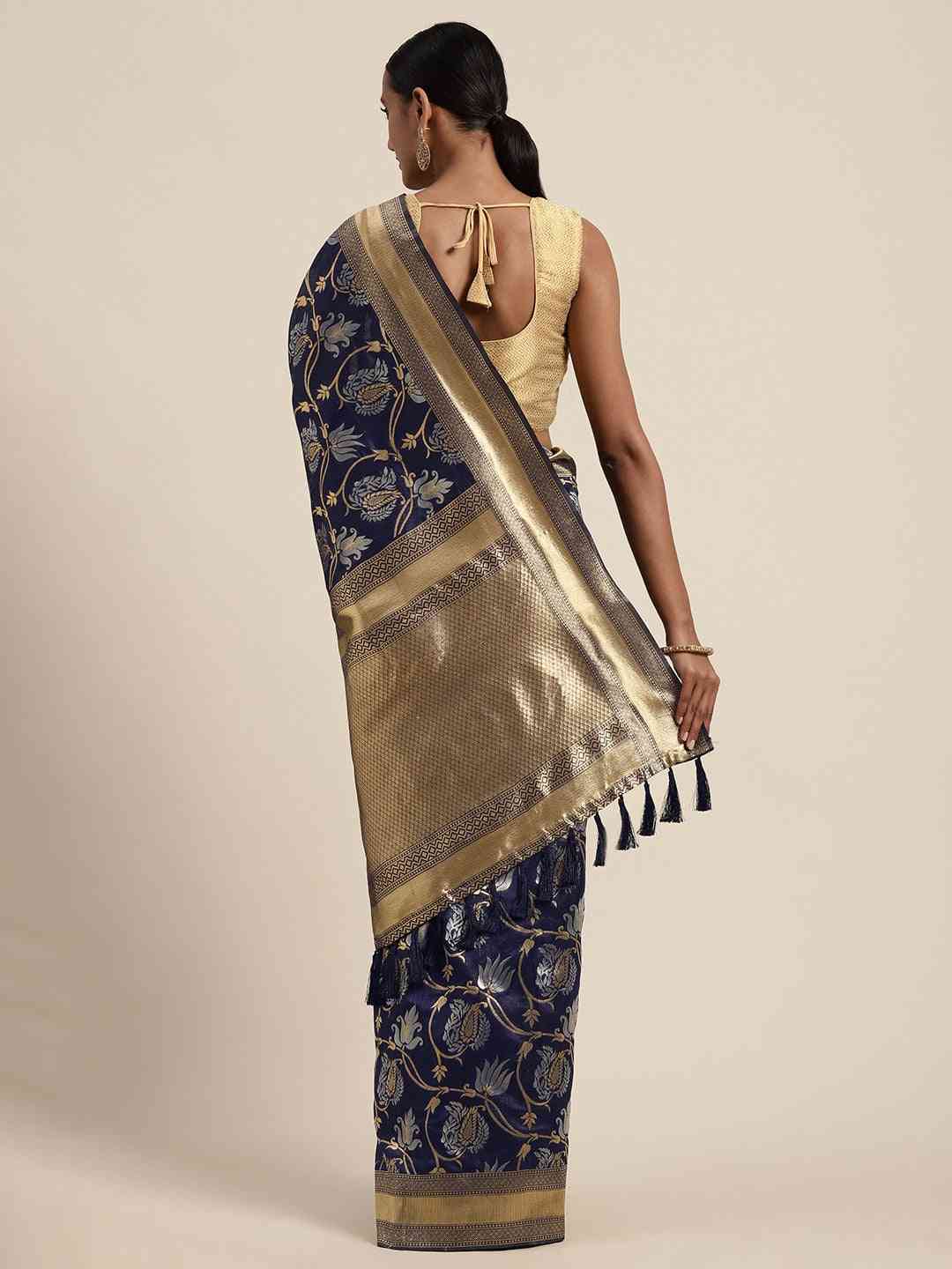  Banarasi Navy Woven Design Saree 