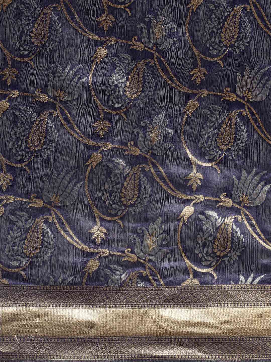  Banarasi Navy Woven Design Saree 