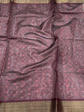 Grey Kalamkari Tussar Silk Saree