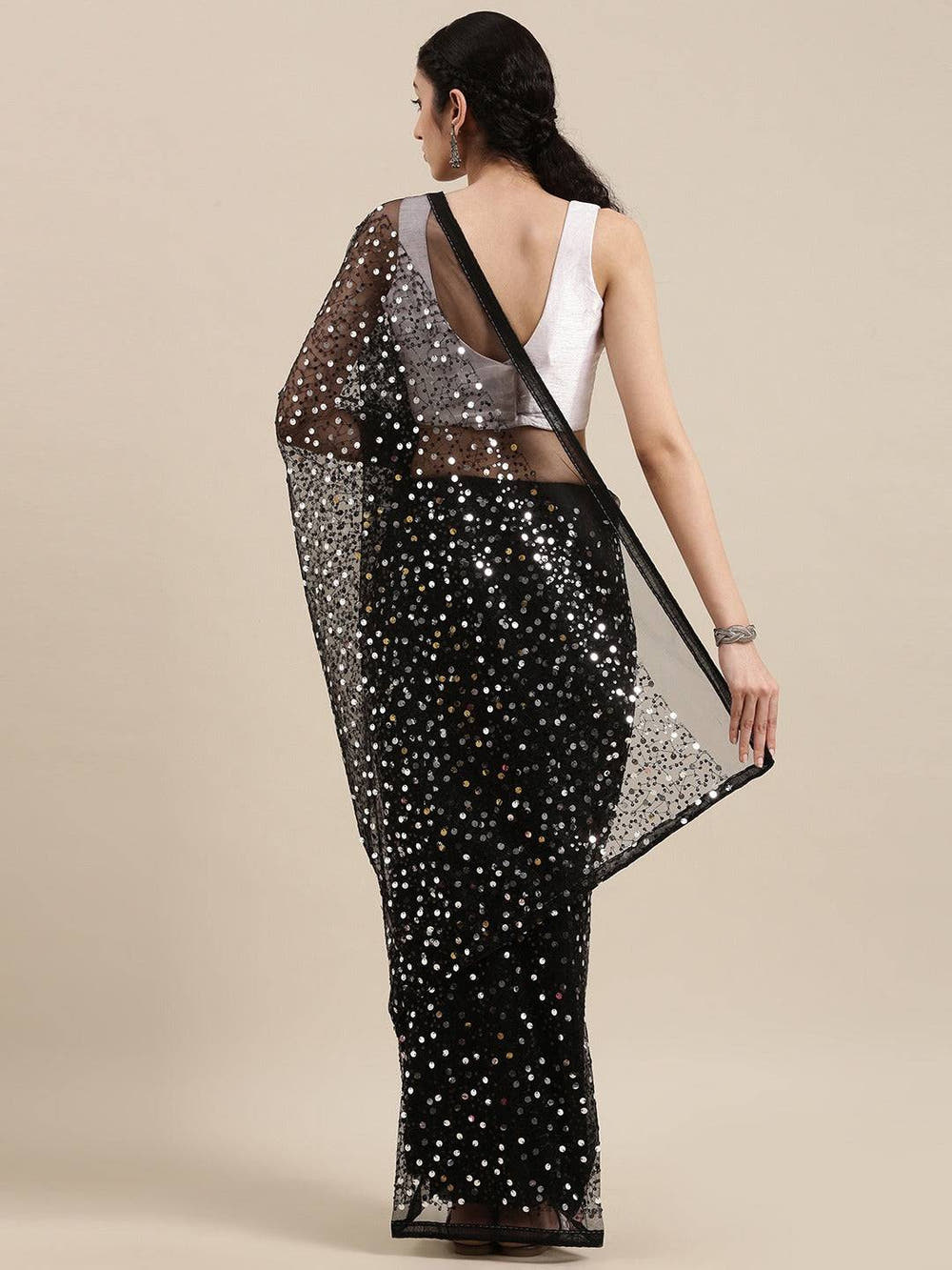  Soft Poly Net Sequence Work Party Wear Saree