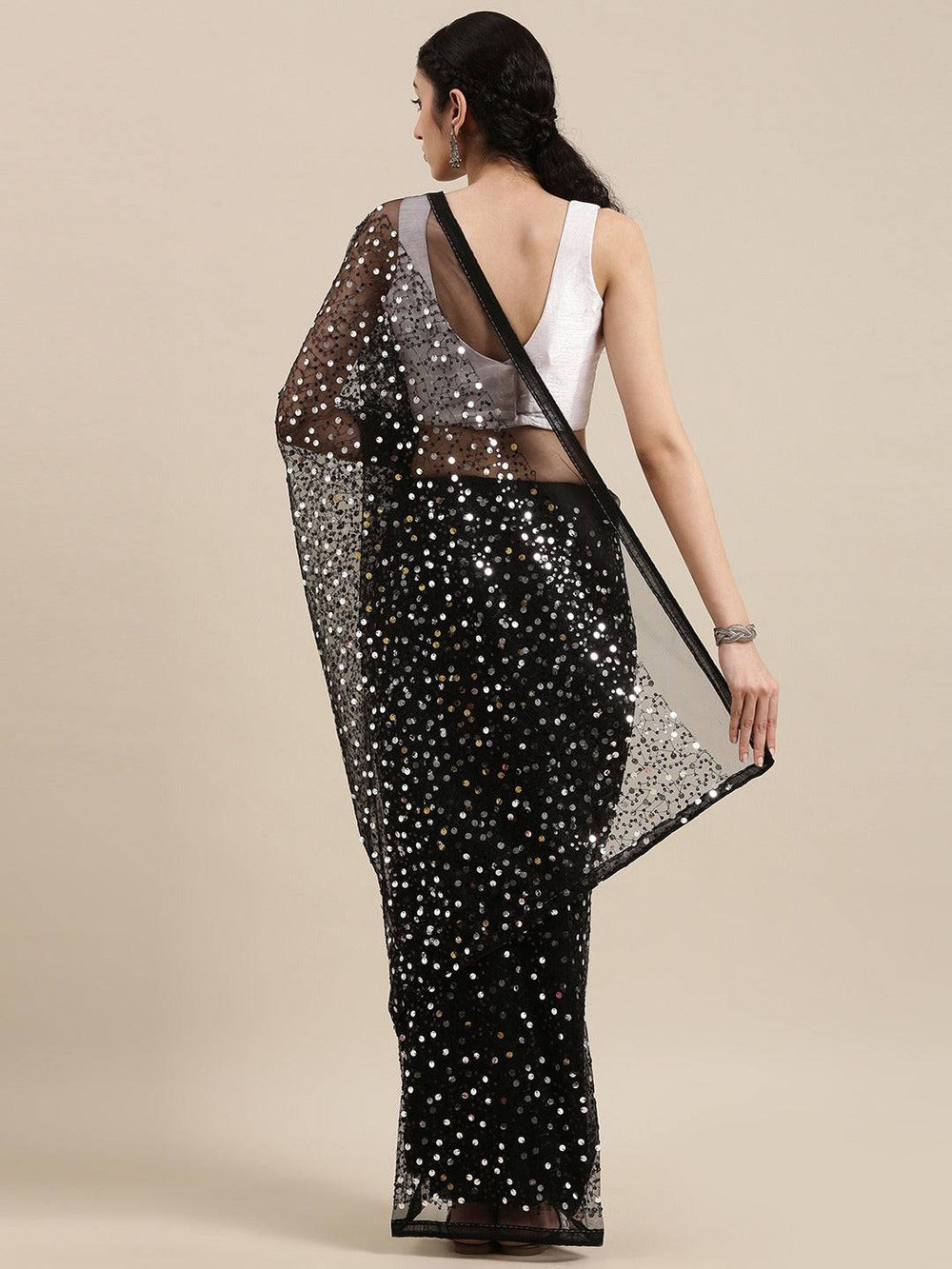  Soft Poly Net Sequence Work Party Wear Saree