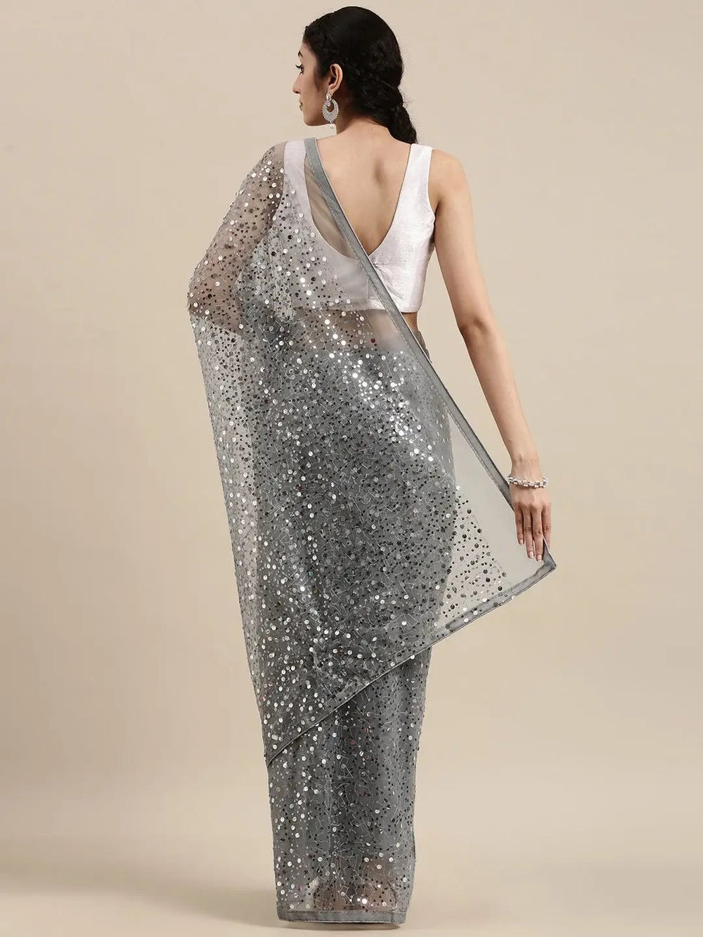  Soft Poly Net Sequence Work Party Wear Saree