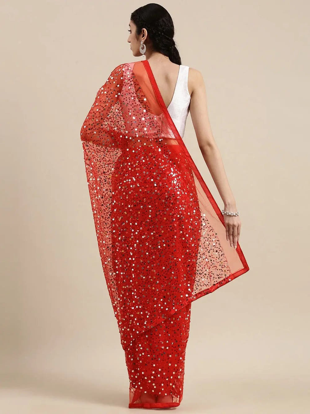  Soft Poly Net Sequence Work Party Wear Saree