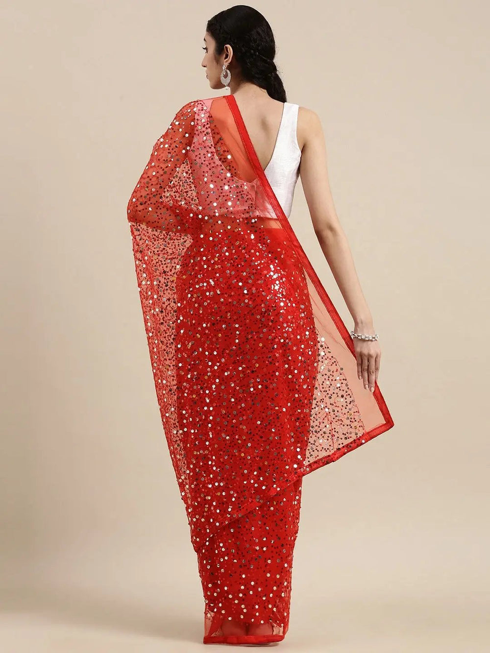  Soft Poly Net Sequence Work Party Wear Saree