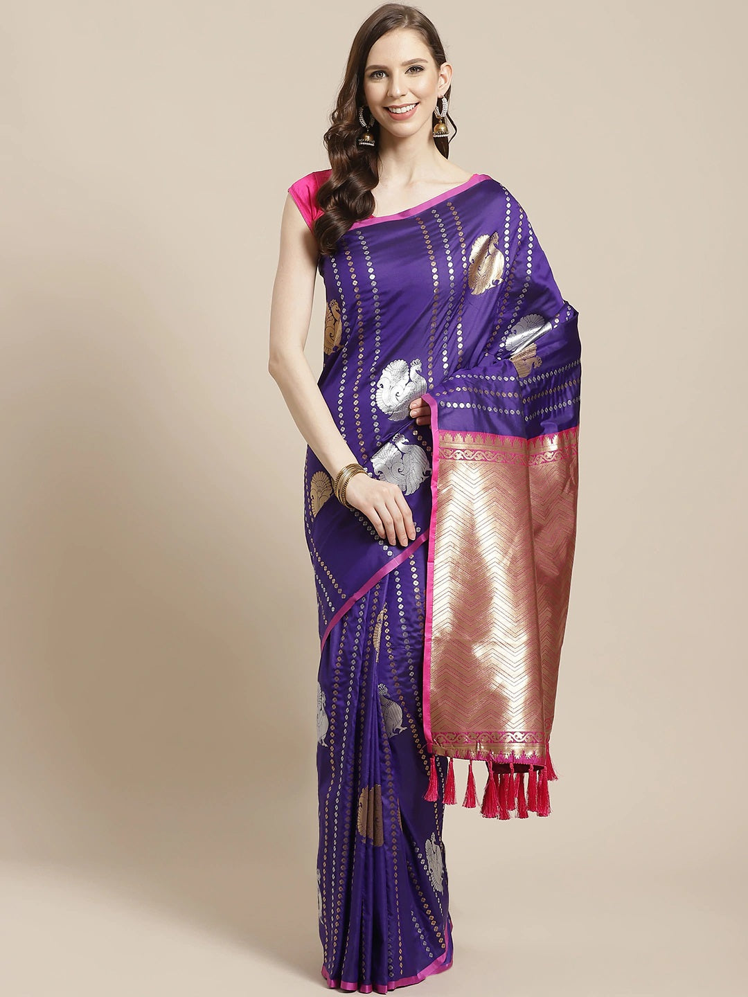  Exclusive Banarasi Purple Colour Silk Saree