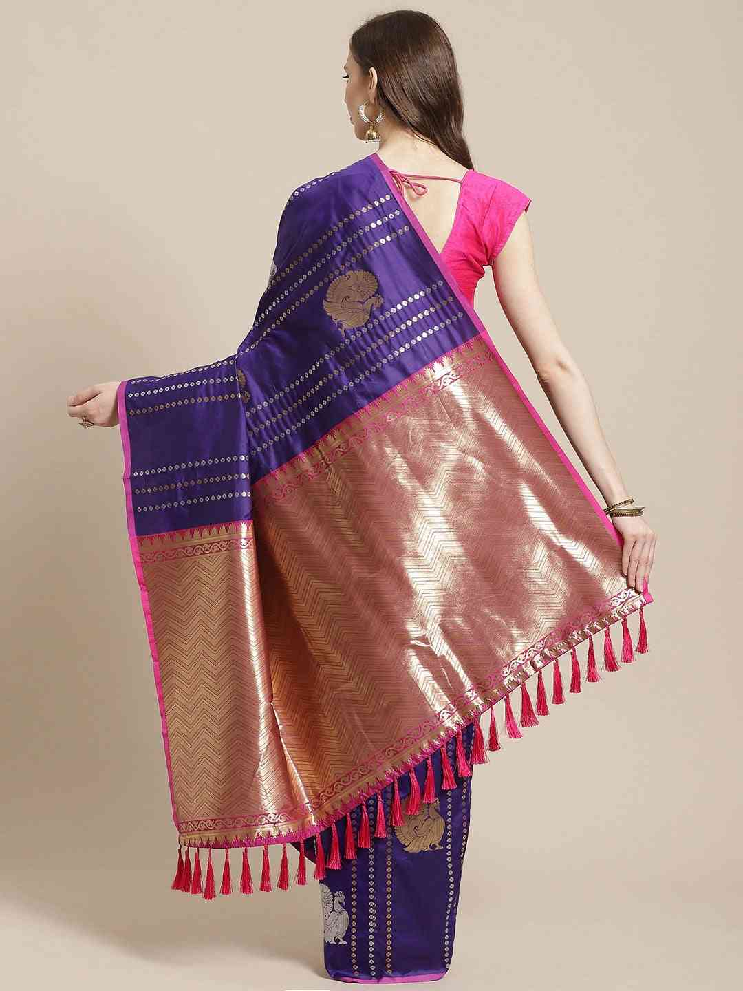  Exclusive Banarasi Purple Colour Silk Saree