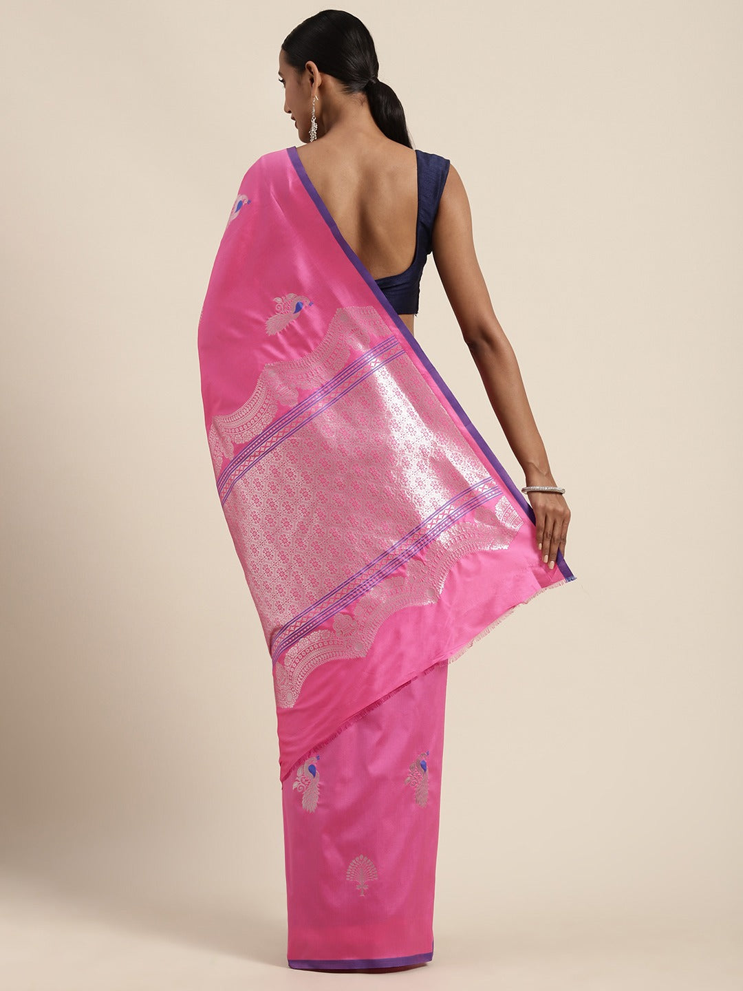Trendy Light Pink Colour Silk Woven Design Banarasi Saree 