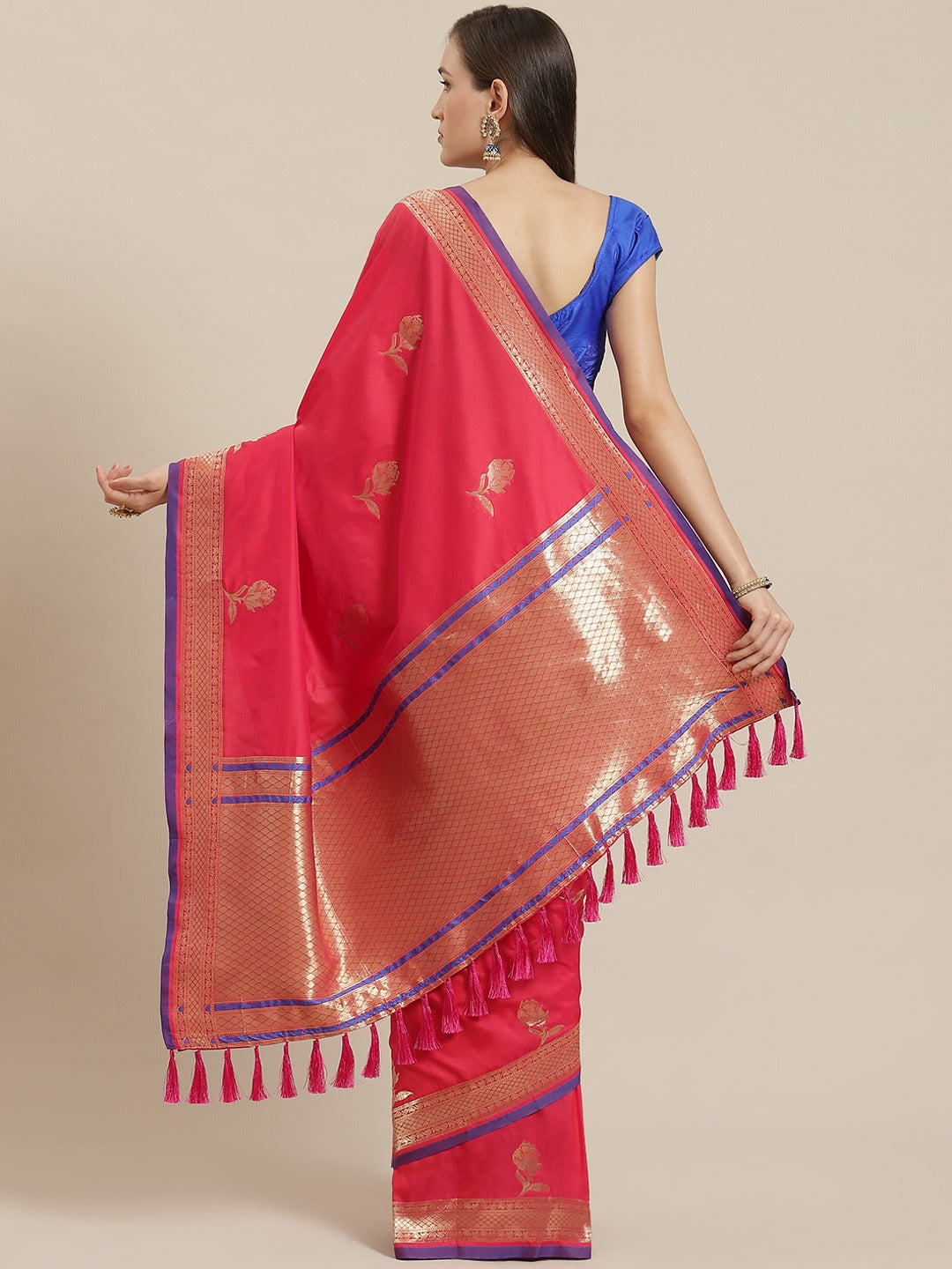 Stylish Red Silk Woven Banarasi Saree