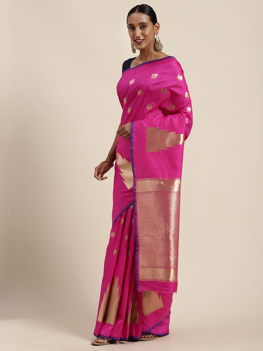 Beautiful Rani Colour Silk Woven Banarasi Saree
