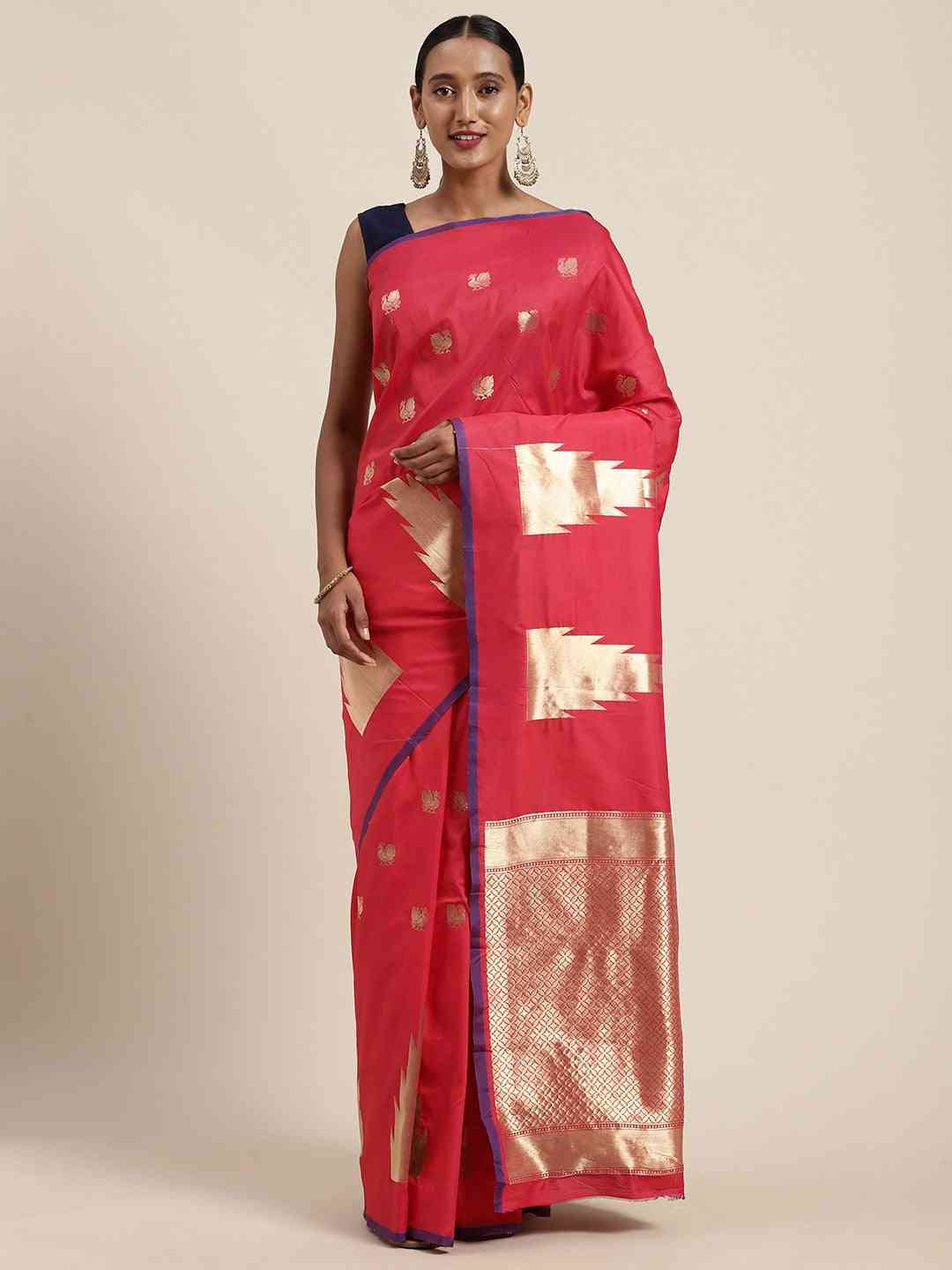  Red Silk Woven Banarasi Silk Saree 