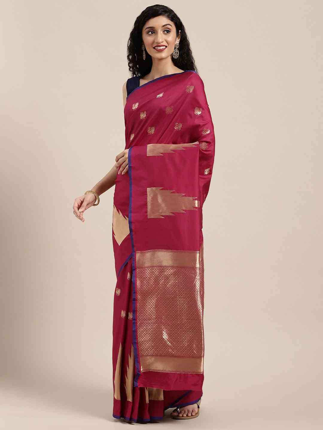  Beautiful Maroon Colour Silk Woven Banarasi Saree