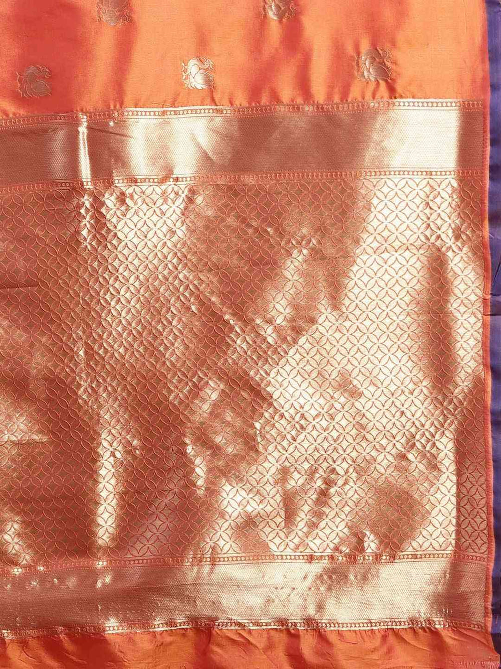 Beautiful Orange Colour Silk Woven Design Banarasi Saree 