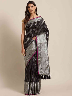 Black Banarasi Woven Design Saree