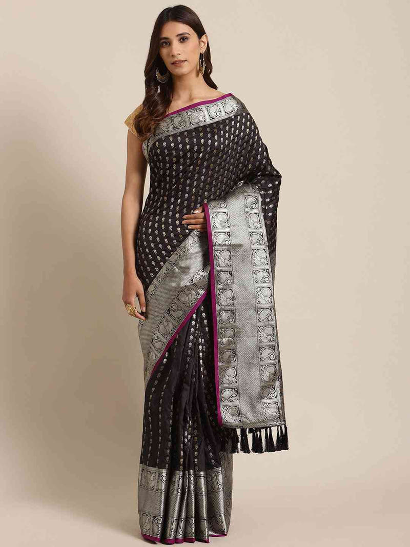 Black Banarasi Woven Design Saree