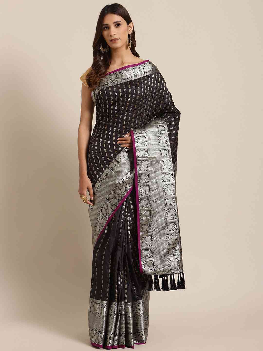 Black Banarasi Woven Design Saree