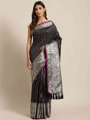 Black Banarasi Woven Design Saree