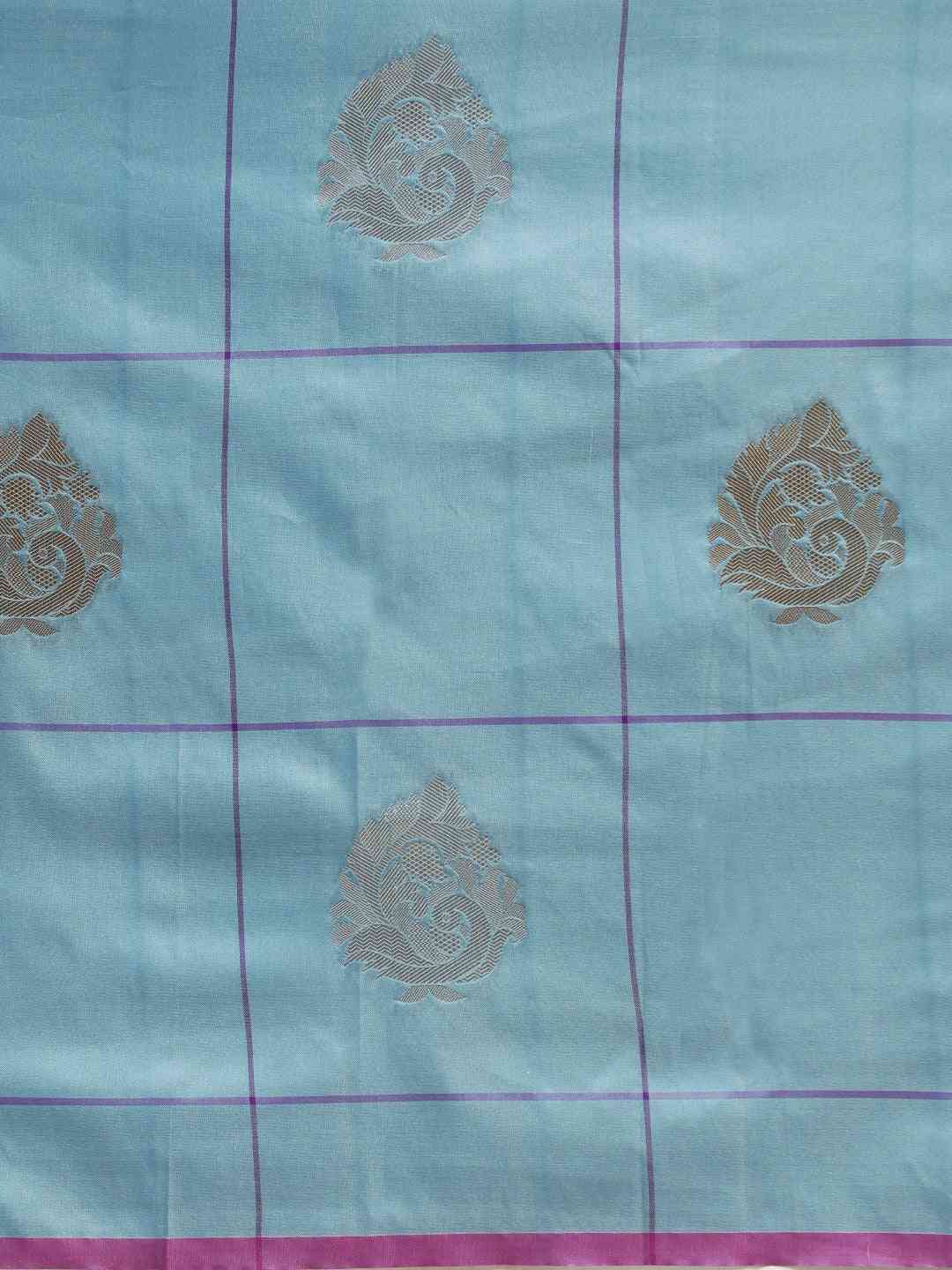 Banarasi Sky Blue Woven Zari Design Silk Saree
