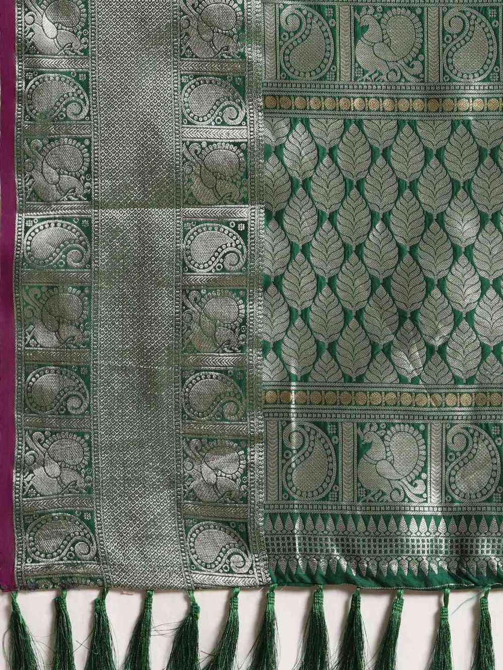  Banarasi Bottle Green Colour Saree With Woven Design