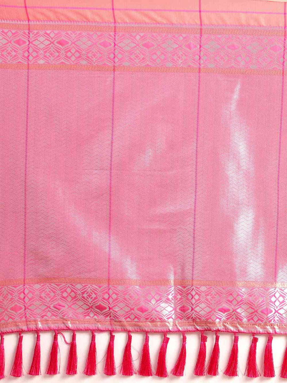 Digital Gajari Colour Silk Blend Checked Banarasi Saree