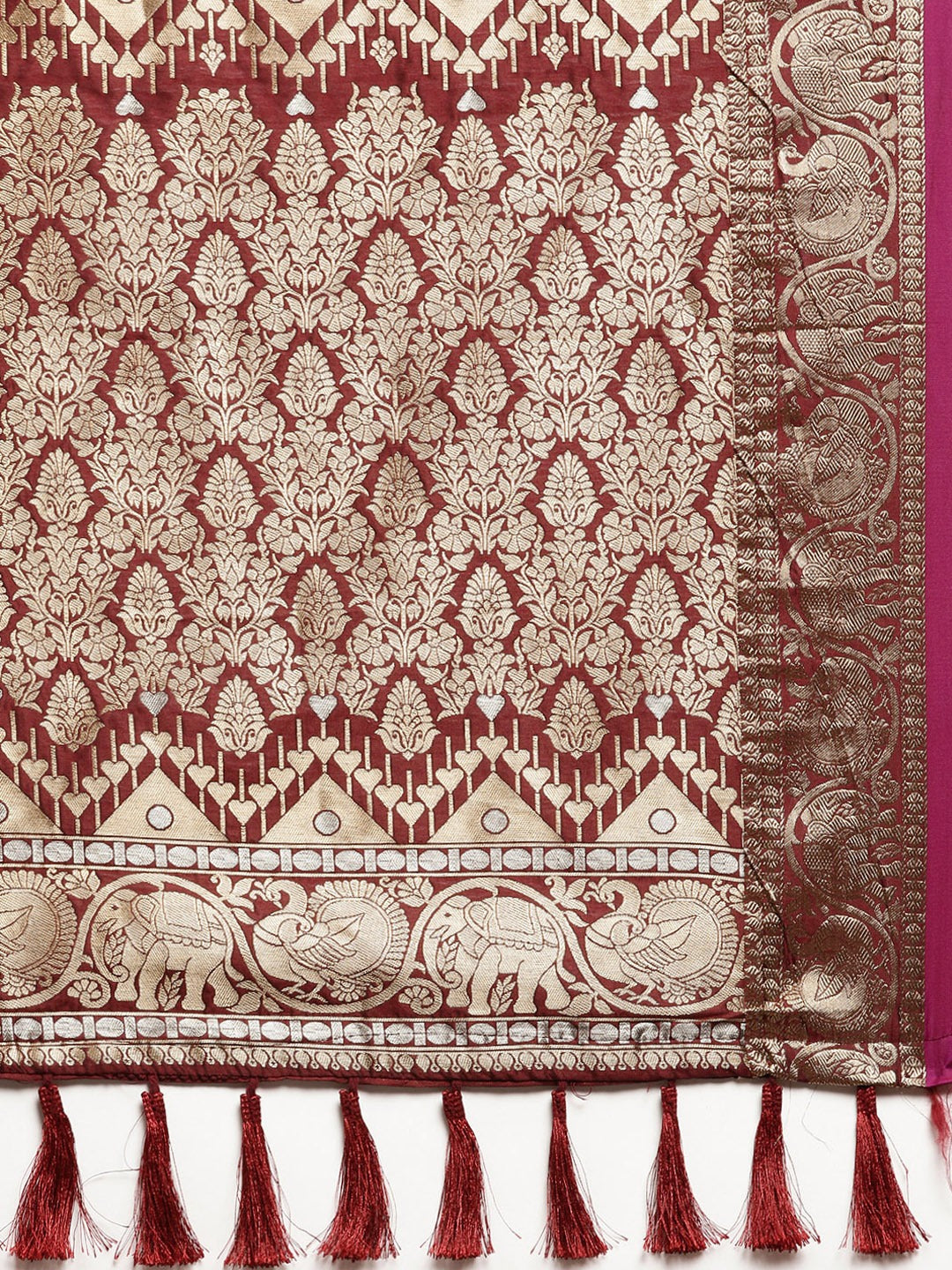 Attractive Banarasi Brown Colour Saree With Woven Design 