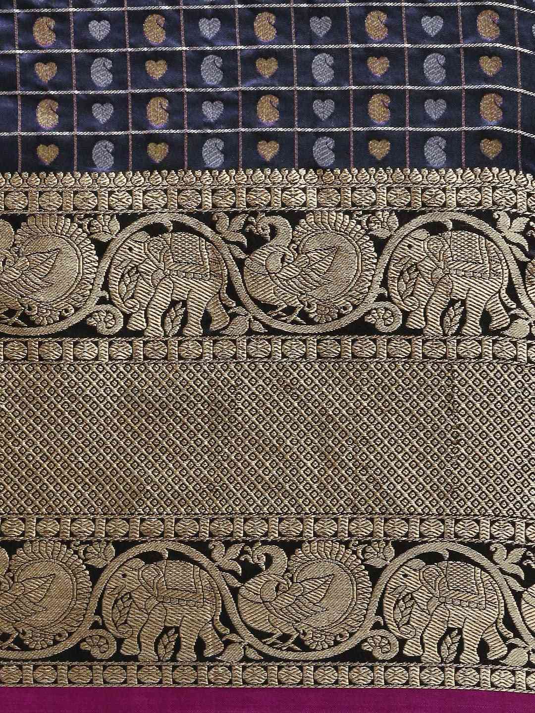 Attractive Banarasi Navy Colour Saree 